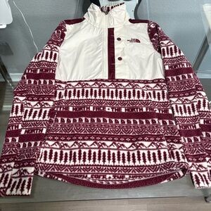 The North Face burgundy and White Patterned Jacket